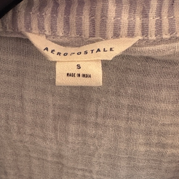 Aeropostale Striped Button-Up Crop Top - White and Purple - Picture 7 of 7